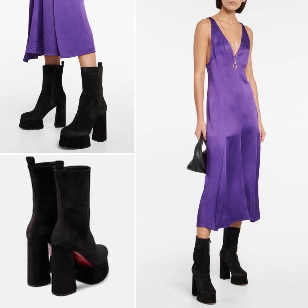 NWB Christian Louboutin Izamayaz suede platform ankle boots 41 Block Heel